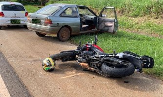 Acidente envolvendo carro e motocicleta deixa feridos em Araputanga