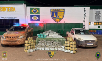 Gefron prende dois, apreende 250 kg de drogas e encontra R$ 423 mil em dinheiro em Vila Bela