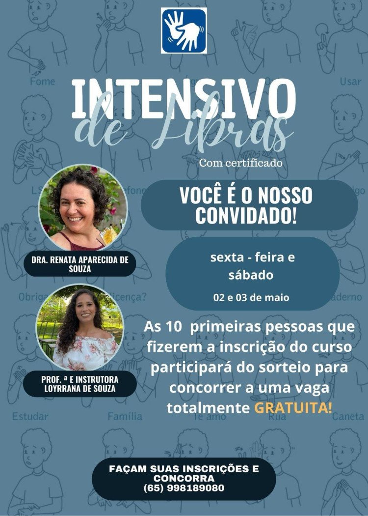 Curso Intensivo de Libras com Certificação acontece neste fim de semana em Araputanga