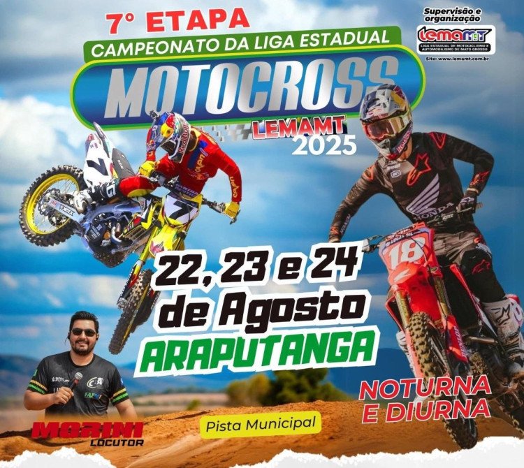 Araputanga sediou etapa estadual de motocross e atraiu competidores de várias regiões