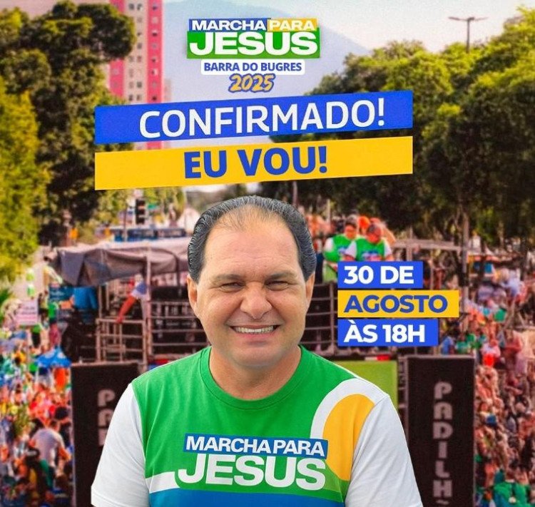 Marcha para Jesus chega à Barra do Bugres com louvor, música e fé neste sábado, 30