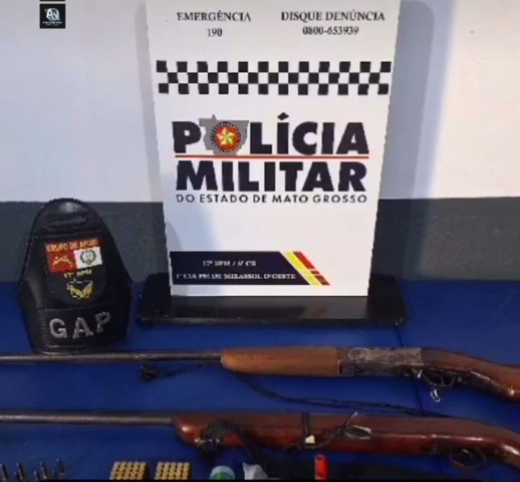 Arsenal com armas e munições é apreendido às margens de rodovia entre Mirassol d’Oeste e Curvelândia