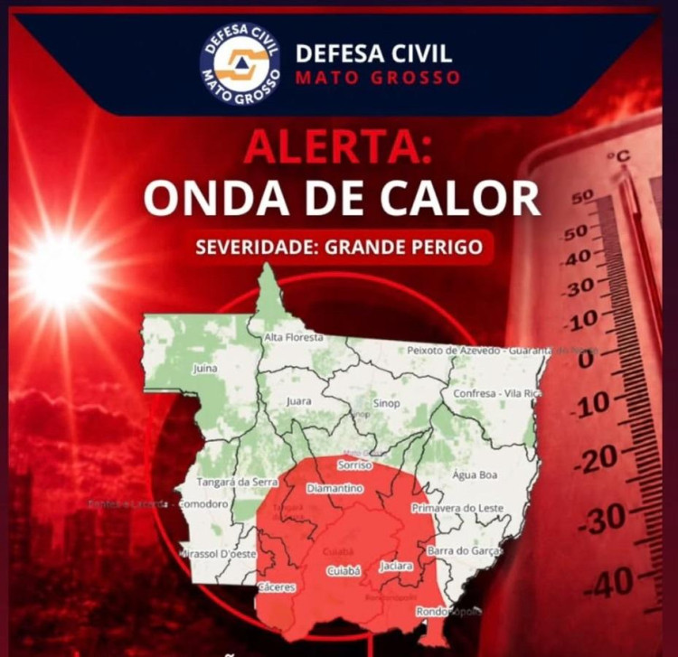 Onda de calor coloca São José dos Quatro Marcos em alerta; semana terá calor intenso e mudança no tempo