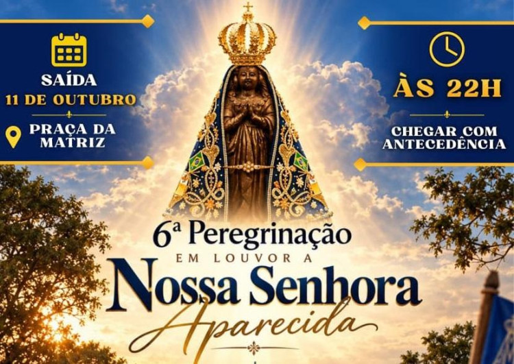 Quatro Marcos: 6ª Peregrinação em honra a Nossa Senhora Aparecida será realizada em outubro
