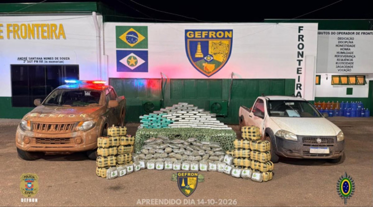 Gefron prende dois, apreende 250 kg de drogas e encontra R$ 423 mil em dinheiro em Vila Bela